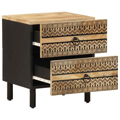 Black Mango Wood Bed Cabinet - Solid, 40x33.5x46 cm