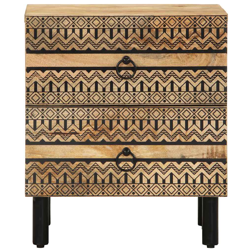 Black Mango Wood Bed Cabinet - Solid, 40x33.5x46 cm