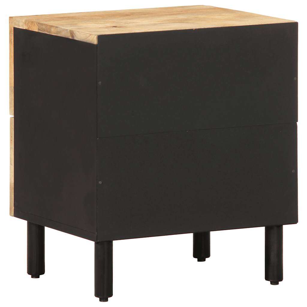 Black Mango Wood Bed Cabinet - Solid, 40x33.5x46 cm