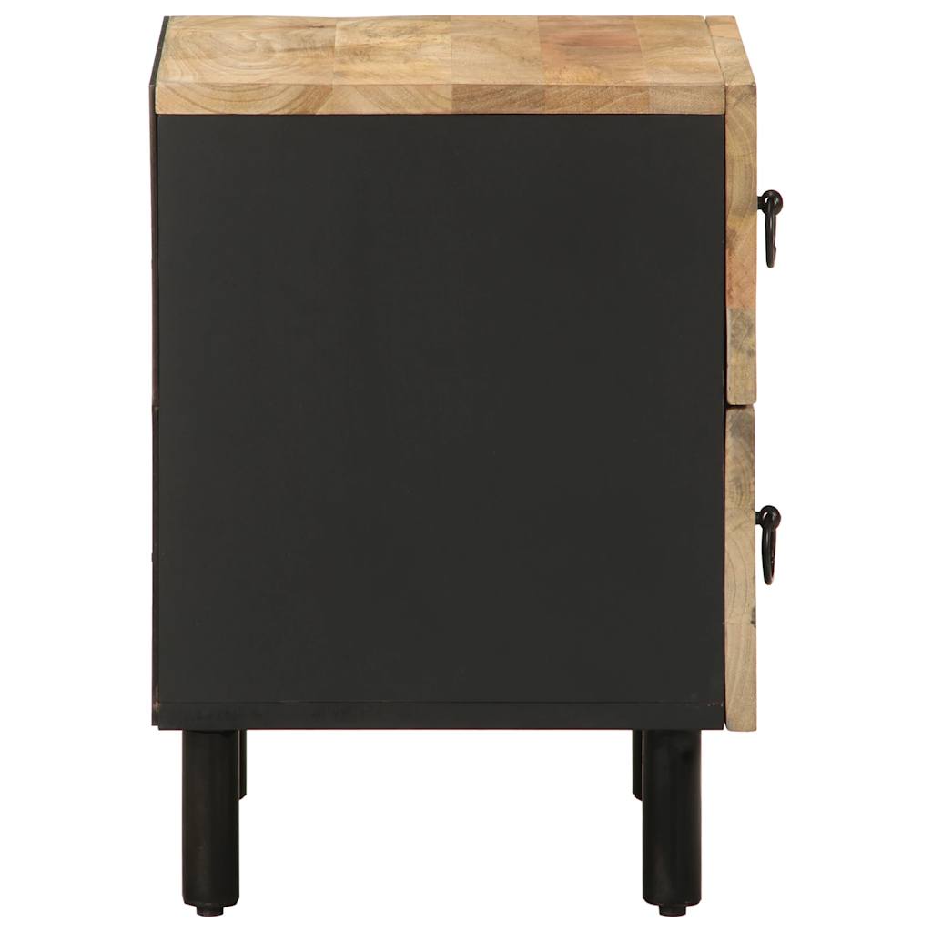 Solid Mango Wood Bed Cabinets 2 pcs Black 40x33.5x46 cm