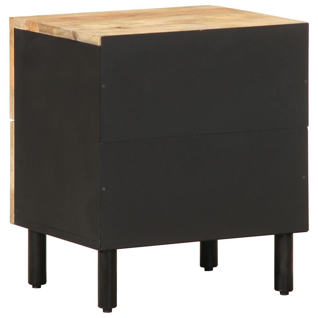 Solid Mango Wood Bed Cabinets 2 pcs Black 40x33.5x46 cm