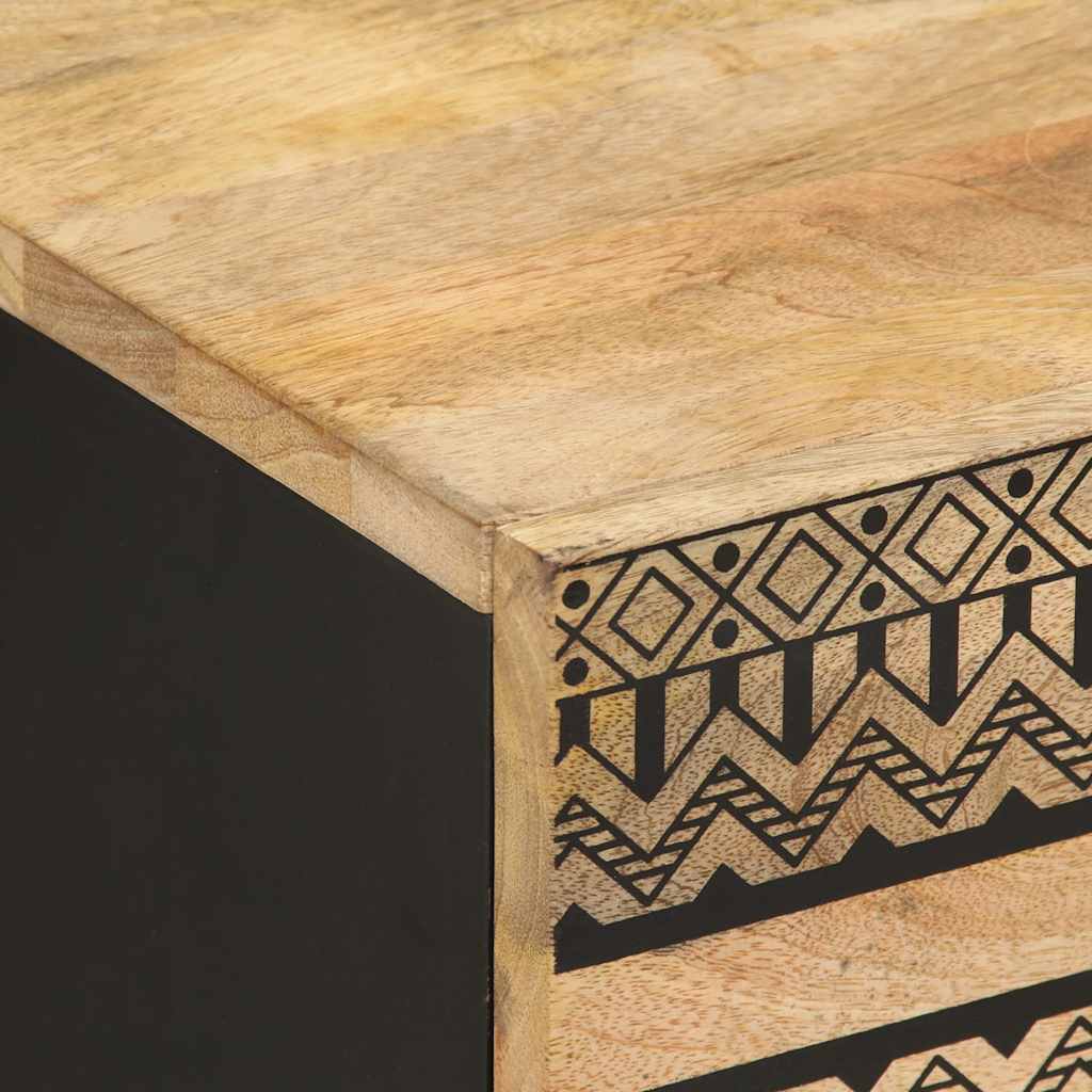 Solid Mango Wood Bed Cabinets 2 pcs Black 40x33.5x46 cm