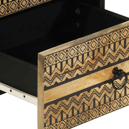 Solid Mango Wood Bed Cabinets 2 pcs Black 40x33.5x46 cm