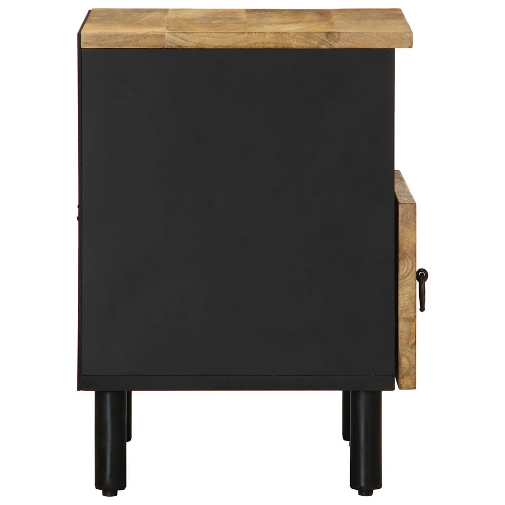 Solid Mango Wood Bed Cabinet - Black 40x33x46 cm
