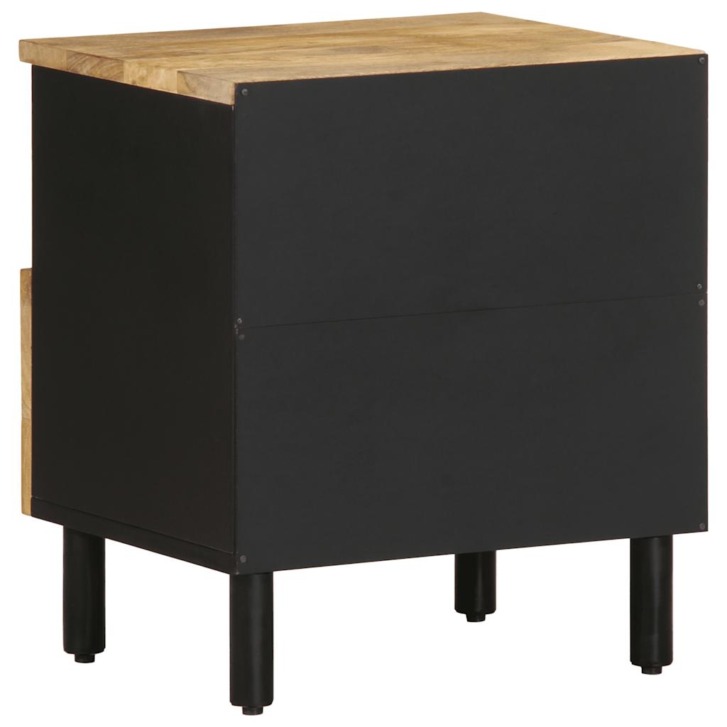 Solid Mango Wood Bed Cabinet - Black 40x33x46 cm