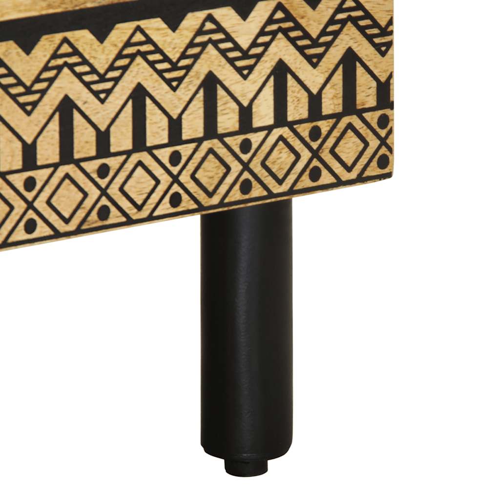 Solid Mango Wood Bed Cabinet - Black 40x33x46 cm