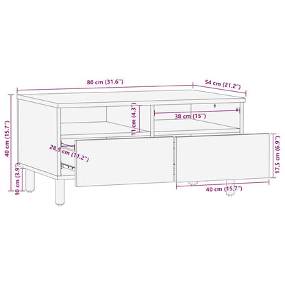 Coffee Table Black 80x54x40 cm Solid Rough Wood Mango