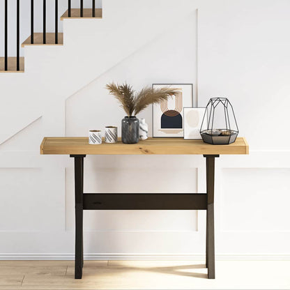Solid Wood Pine Console Table NOAIN with X-Shaped Legs 120x30x75 cm