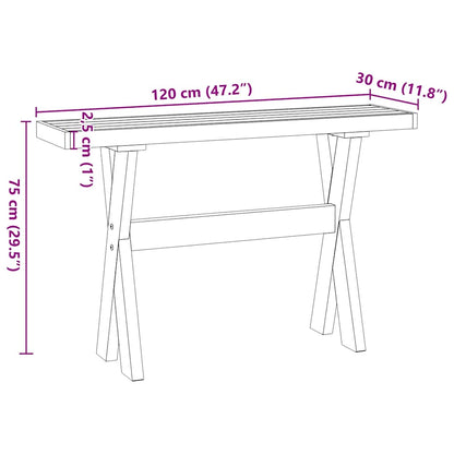 Solid Wood Pine Console Table NOAIN with X-Shaped Legs 120x30x75 cm
