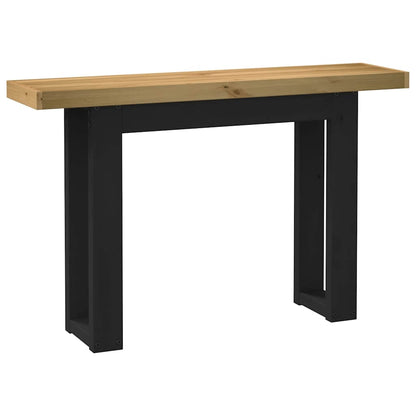Solid Pine Console Table with U-Shaped Legs, 120x30x75 cm