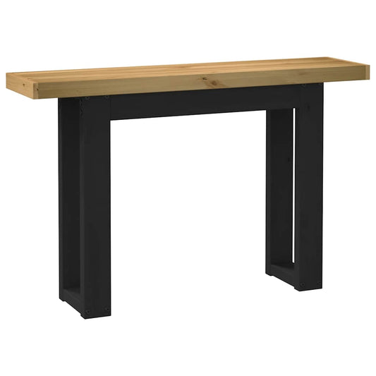 Solid Pine Console Table with U-Shaped Legs, 120x30x75 cm