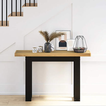 Solid Pine Console Table with U-Shaped Legs, 120x30x75 cm