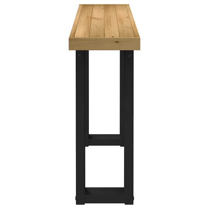 Solid Pine Console Table with U-Shaped Legs, 120x30x75 cm