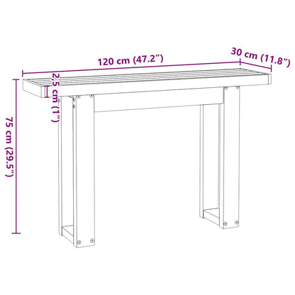 Solid Pine Console Table with U-Shaped Legs, 120x30x75 cm