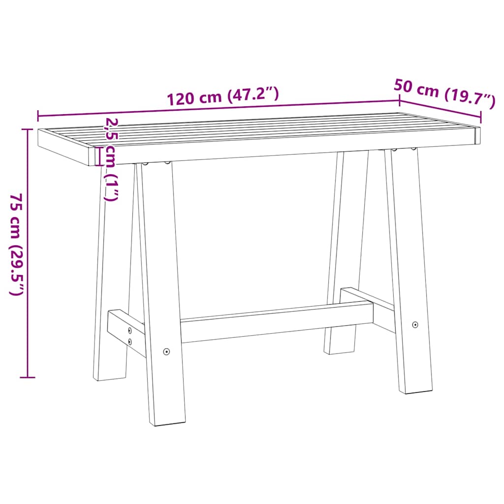 Solid Pine Desk with A-Shaped Legs, 120x50x75 cm