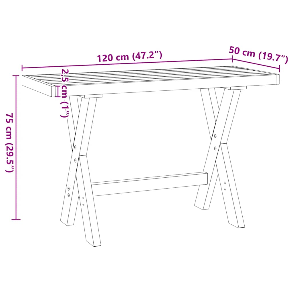 Solid Pine Desk with X-Shaped Legs 120x50x75 cm - NOAIN