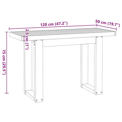 Solid Pine Desk with U-Shaped Legs, 120x50x75 cm