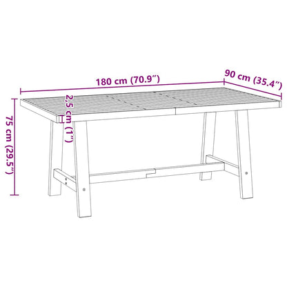 Solid Pine Dining Table NOAIN, A-Shaped Legs, 180x90x75 cm