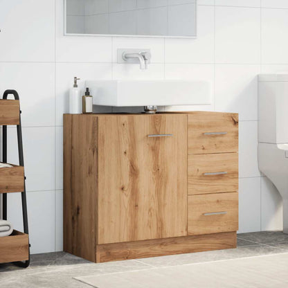 Artisan Oak Sink Cabinet 63x30x54 cm - Durable Engineered Wood