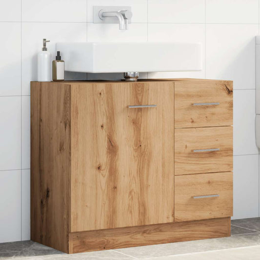 Artisan Oak Sink Cabinet 63x30x54 cm - Durable Engineered Wood