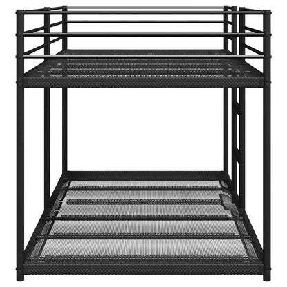 Black Steel Bunk Bed - 80x200 cm Frame Only, No Mattress