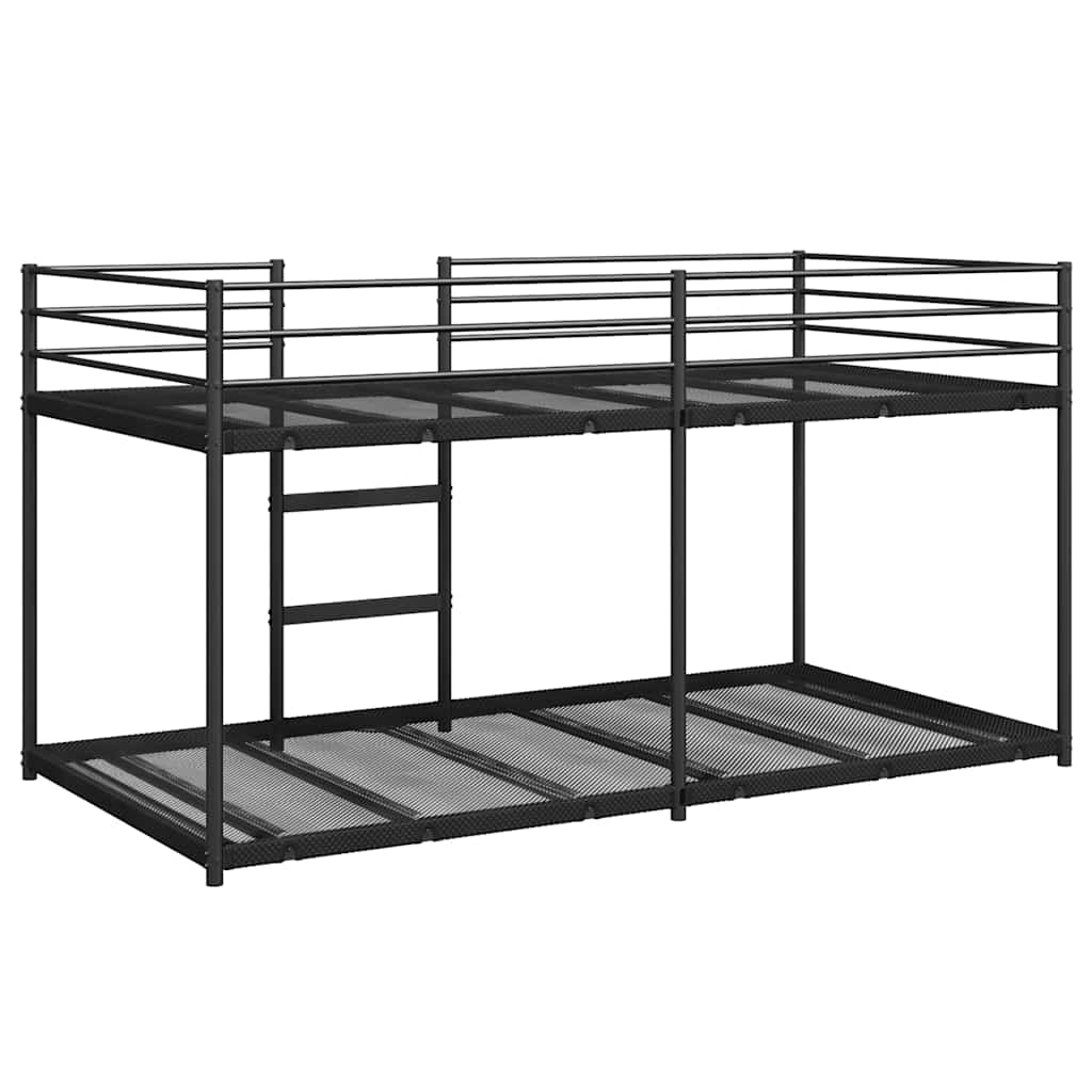 Black Steel Bunk Bed - 80x200 cm Frame Only, No Mattress