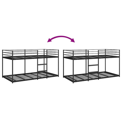 Black Steel Bunk Bed - 80x200 cm Frame Only, No Mattress