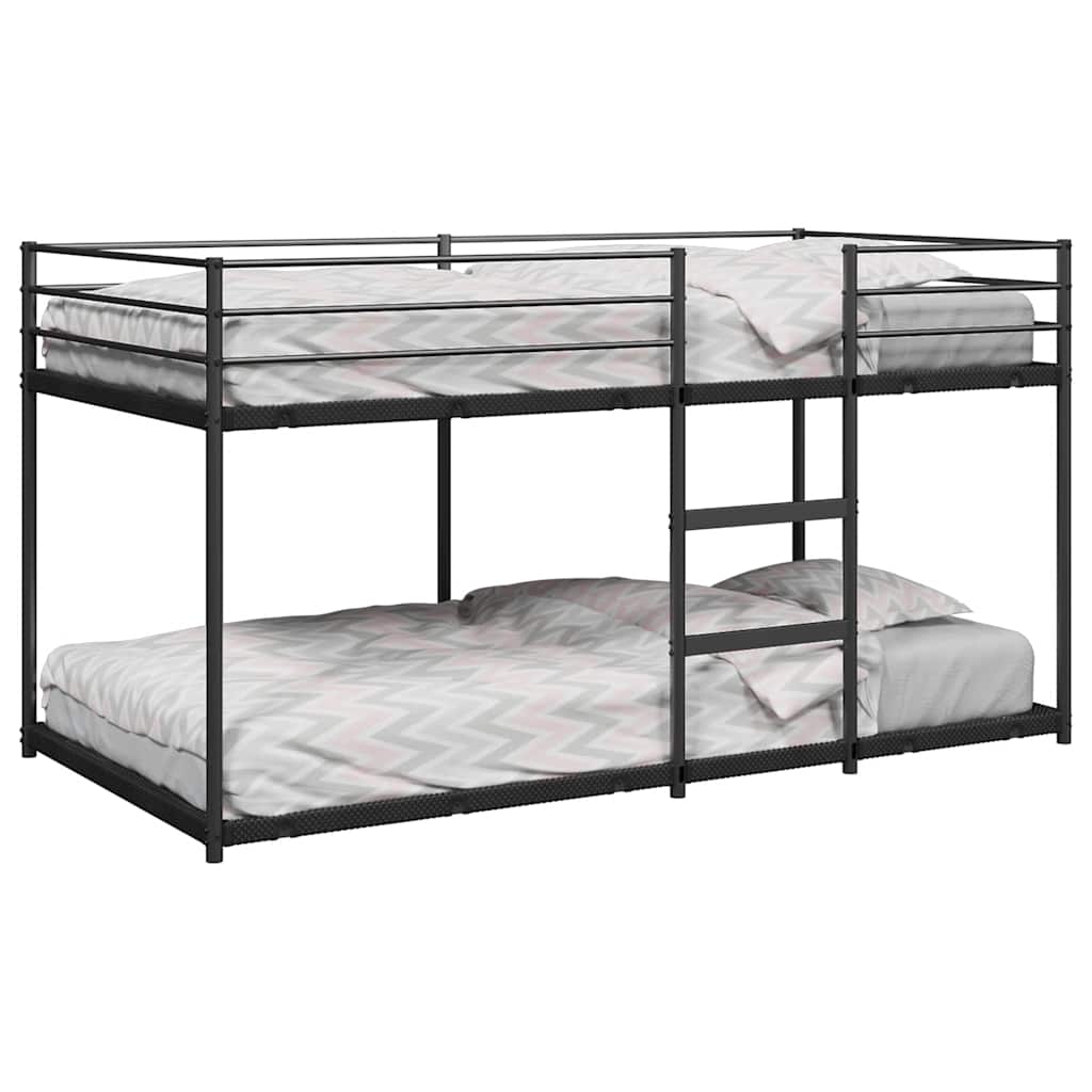 Black Steel Bunk Bed - 80x200 cm Frame Only, No Mattress
