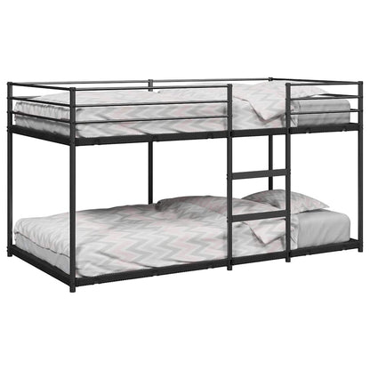 Black Steel Bunk Bed - 80x200 cm Frame Only, No Mattress