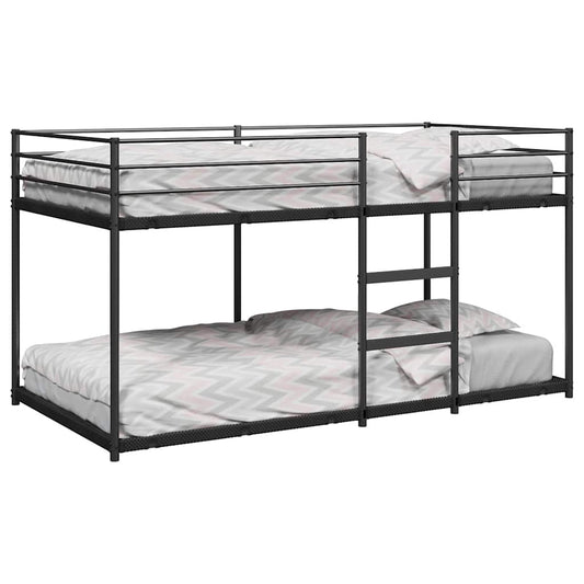 Black Steel Bunk Bed - 80x200 cm Frame Only, No Mattress