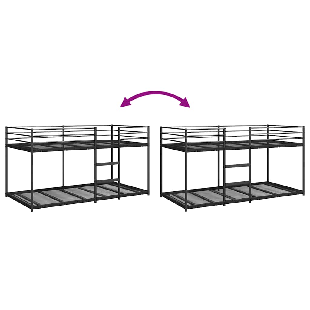 Black Steel Bunk Bed Frame 90x200 cm - No Mattress Included