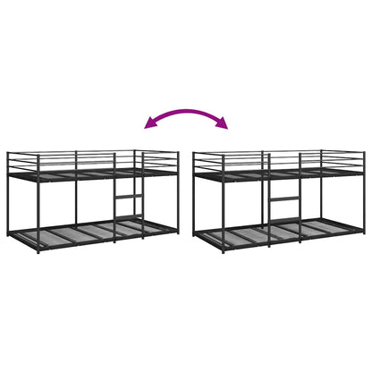 Black Steel Bunk Bed Frame 90x200 cm - No Mattress Included