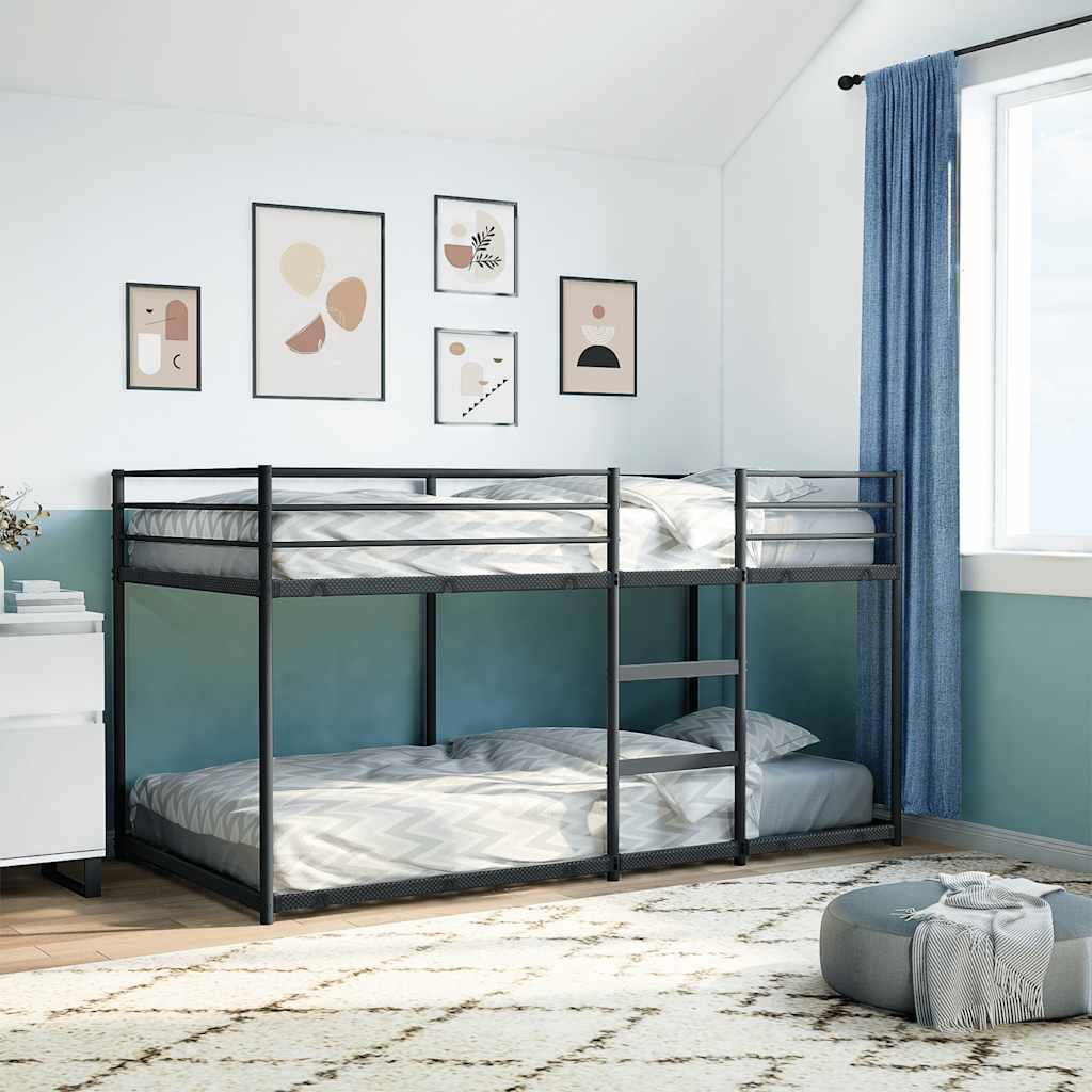 Black Steel Bunk Bed Frame 100x190 cm - No Mattress Included