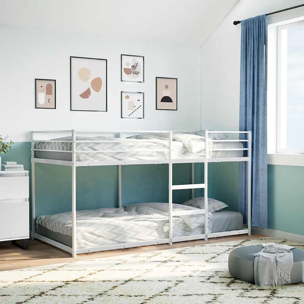 White Steel Bunk Bed Frame 75x190 cm - No Mattress Included