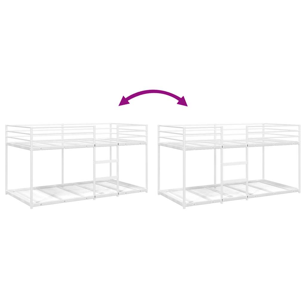 White Steel Bunk Bed Frame 75x190 cm - No Mattress Included
