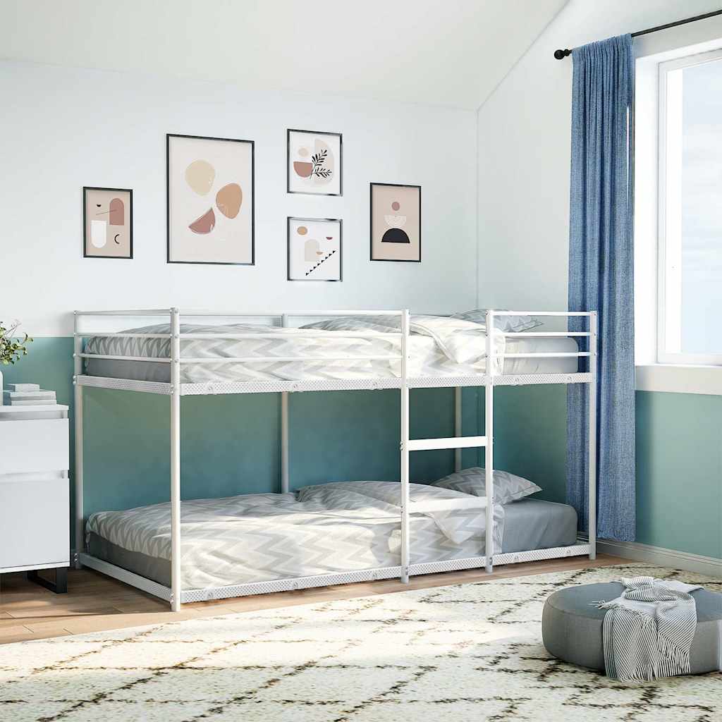 White Steel Bunk Bed Frame 100x190 cm - No Mattress Included