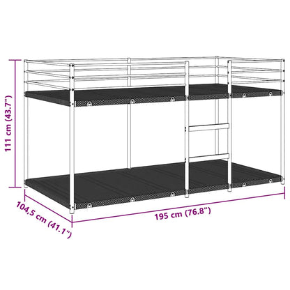 White Steel Bunk Bed Frame 100x190 cm - No Mattress Included