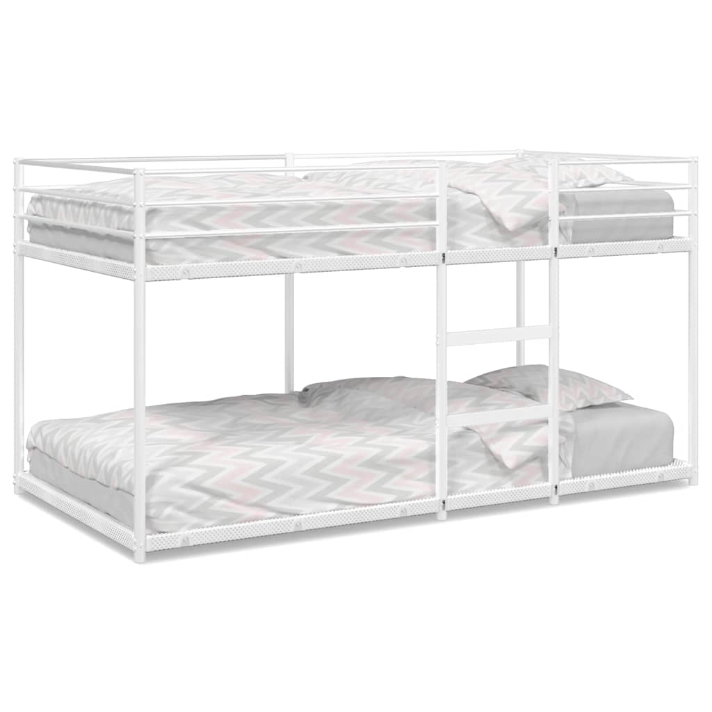 White Steel Bunk Bed Frame 100x200 cm - Mattress Not Included