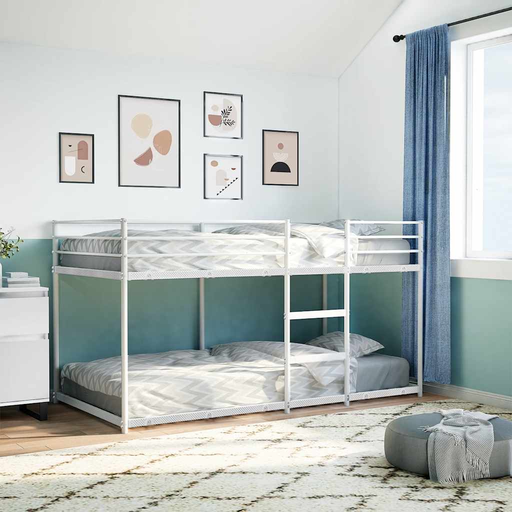 White Steel Bunk Bed Frame 100x200 cm - Mattress Not Included