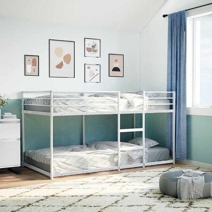 White Steel Bunk Bed Frame 100x200 cm - Mattress Not Included