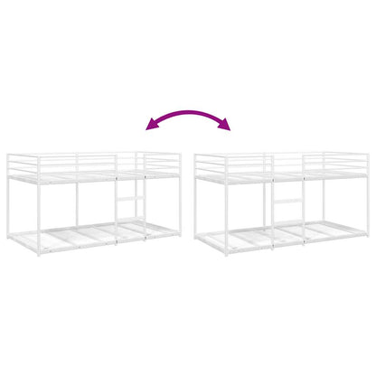 White Steel Bunk Bed Frame 100x200 cm - Mattress Not Included