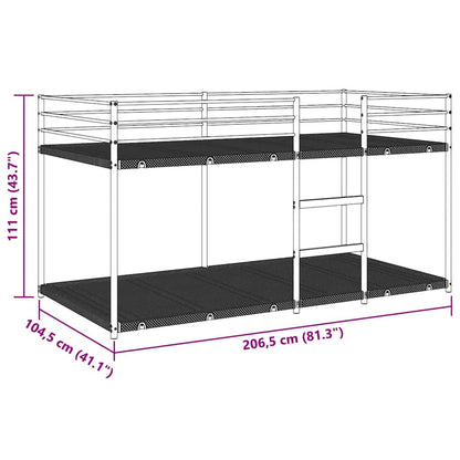 White Steel Bunk Bed Frame 100x200 cm - Mattress Not Included