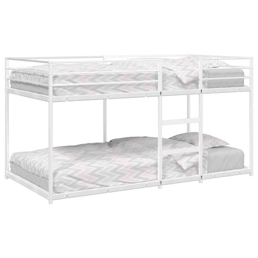 White Steel Bunk Bed Frame 100x200 cm - Mattress Not Included