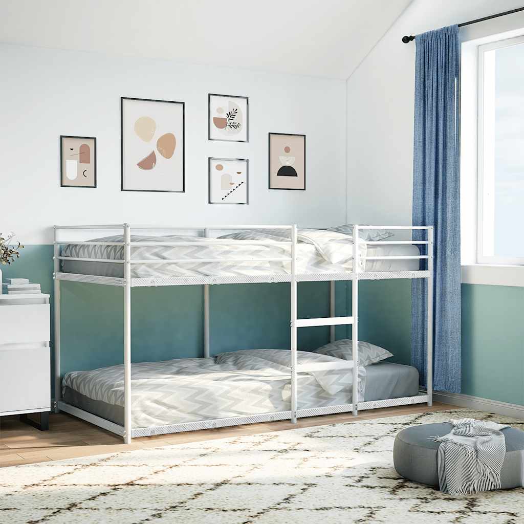 Sturdy White Steel Bunk Bed Frame 107x203 cm - Mattress Not Included