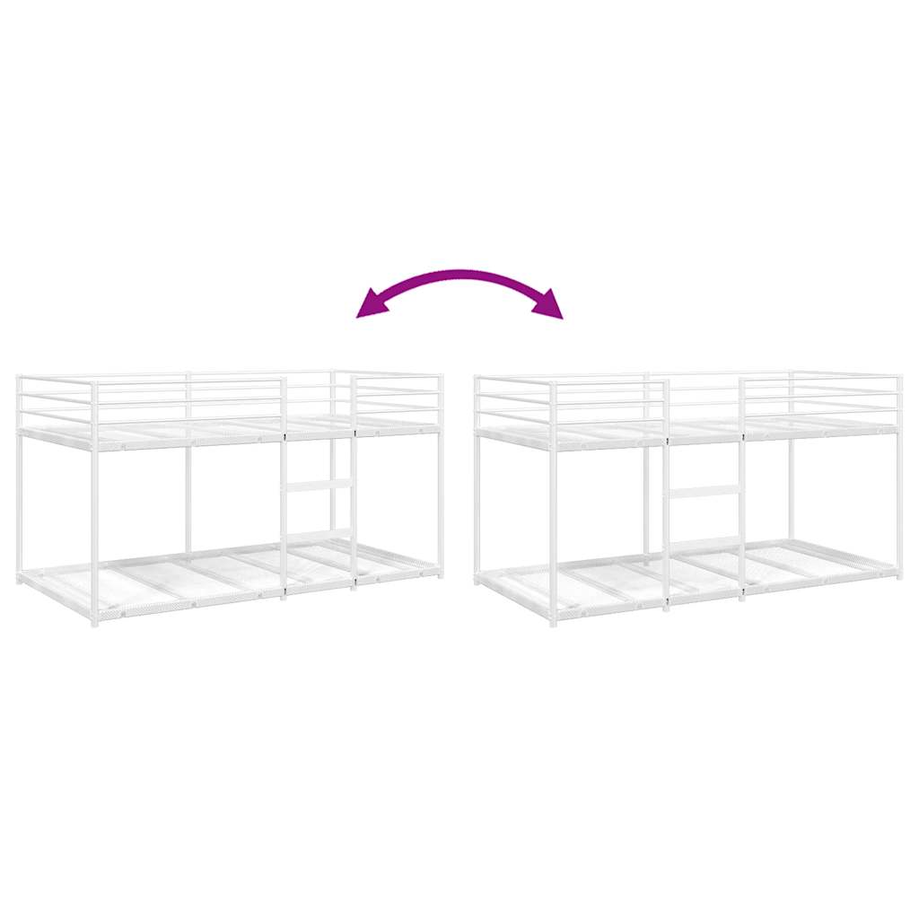 Sturdy White Steel Bunk Bed Frame 107x203 cm - Mattress Not Included
