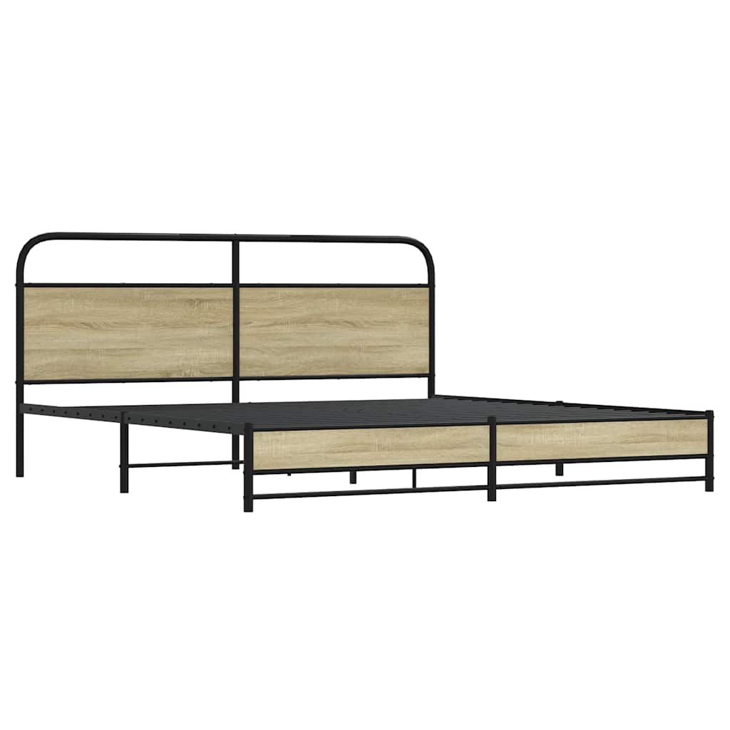 Metal Bed Frame without Mattress Sonoma Oak 183x213 cm