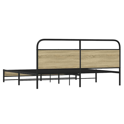 Metal Bed Frame without Mattress Sonoma Oak 183x213 cm