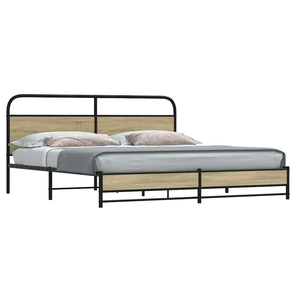 Metal Bed Frame without Mattress Sonoma Oak 183x213 cm