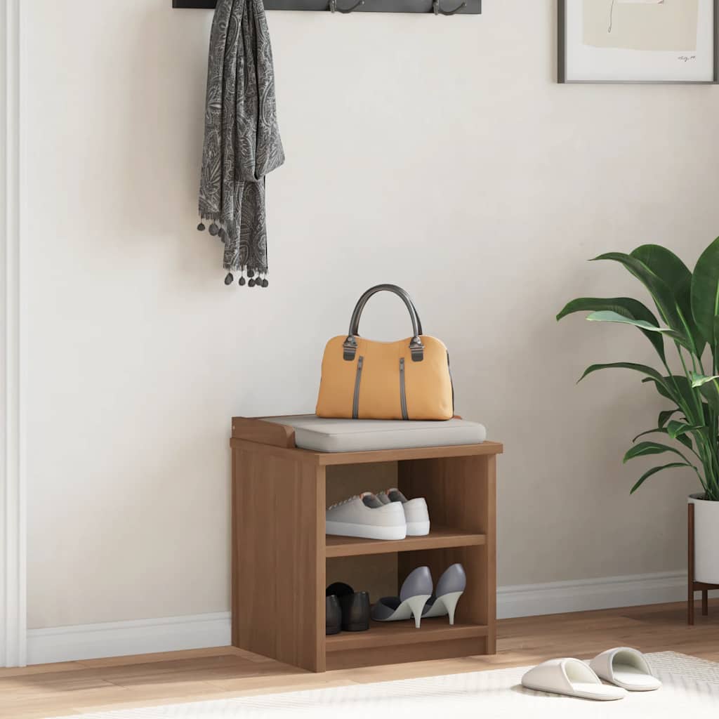 Solid Pine Hallway Bench "SANDNES" 45x40x50 cm - Natural Wood Finish