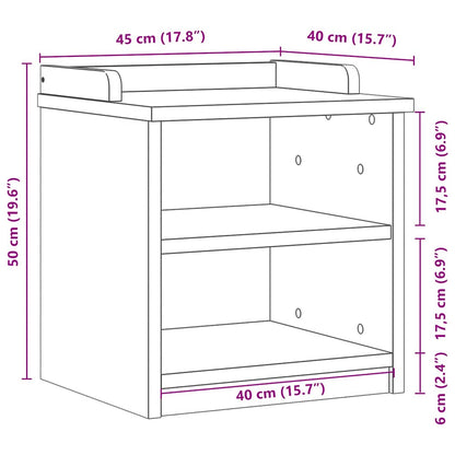 SANDNES White Solid Pine Hallway Bench - 45x40x50 cm